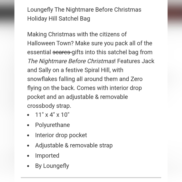 NWT Loungefly Nightmare Before Christmas satchel - Picture 4 of 12